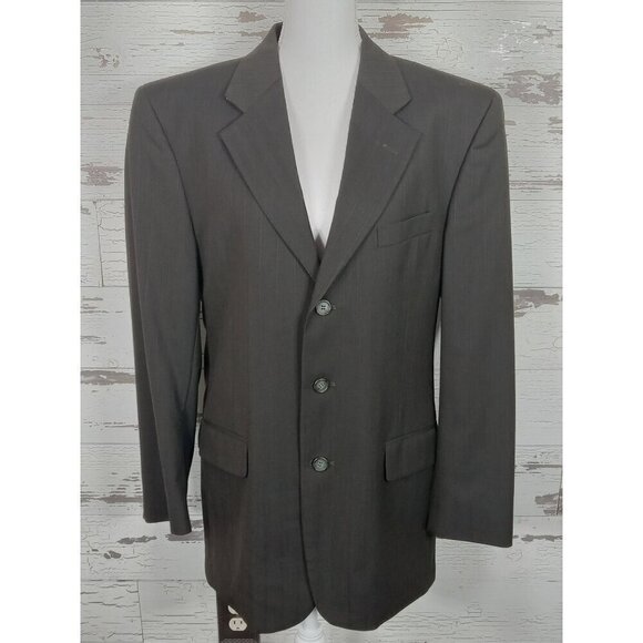 OLEG CASSINI 2 Pc Men's Suit Brown Pinstripe Size 40R Pants 36x30 - Picture 1 of 10